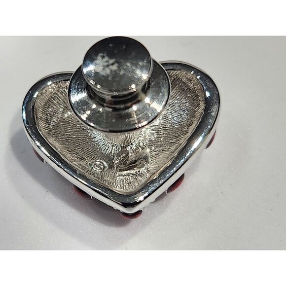 Swarovski Patriotic Crystal Heart Brooch Pin W/Red White & Blue Crystals - Picture 4 of 5